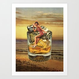 Roxanne on the rocks - Whiskey sunset Art Print