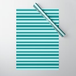 [ Thumbnail: Teal & Turquoise Colored Stripes Pattern Wrapping Paper ]