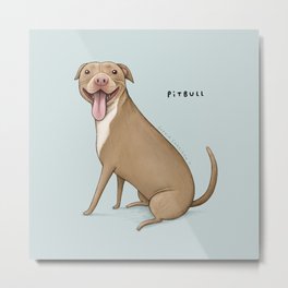 Pitbull Metal Print | Curated, Kawaii, Pet, Bully, Tongue, Breed, Kennel, Puppy, Drawing, Misunderstood 