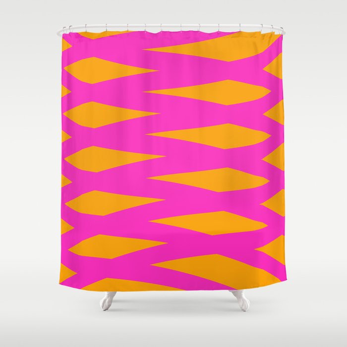 Wave Lines Geometric pattern orange pink Color Shower Curtain