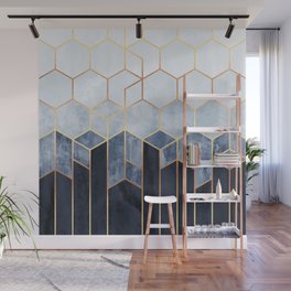 Soft Blue Hexagons Wall Mural