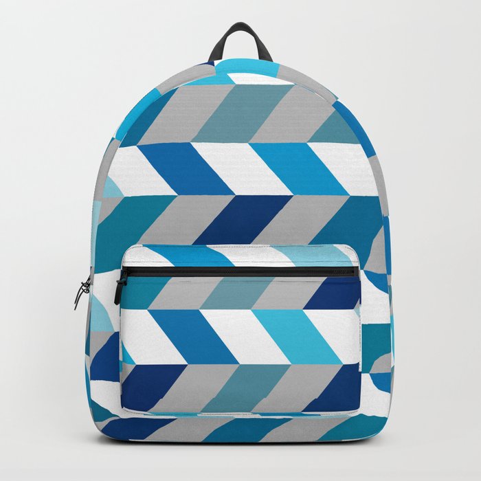 Abstract Dark Blue Light Blue and White Zig Zag Background. Backpack