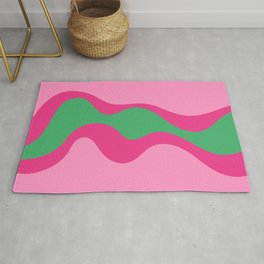 Ance - Groovy Wavey Colorful Retro Art Design in Pink and Green Area & Throw Rug