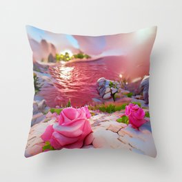 pink and stone Throw Pillow