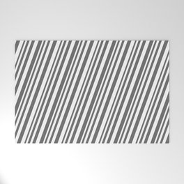 [ Thumbnail: Dim Gray & White Colored Lines/Stripes Pattern Welcome Mat ]
