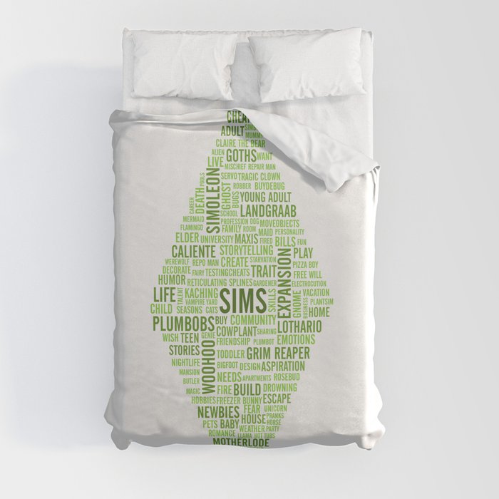 Sims Plumbob Typography Duvet Cover