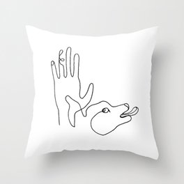 Pet dog and human hand. Care, friendship. Throw Pillow