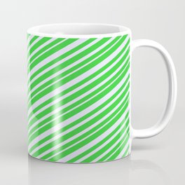 [ Thumbnail: Lime Green and Lavender Colored Lines Pattern Coffee Mug ]
