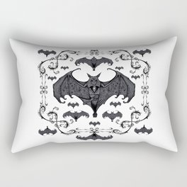 Bats and Filigree - Black and White Rectangular Pillow