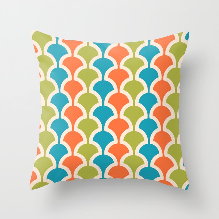 Classic Fan Or Scallop Pattern 409 Orange Turquoise And Olive