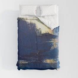 Halo [2]: a minimal, abstract mixed-media piece in blue and gold by Alyssa Hamilton Art Duvet Cover