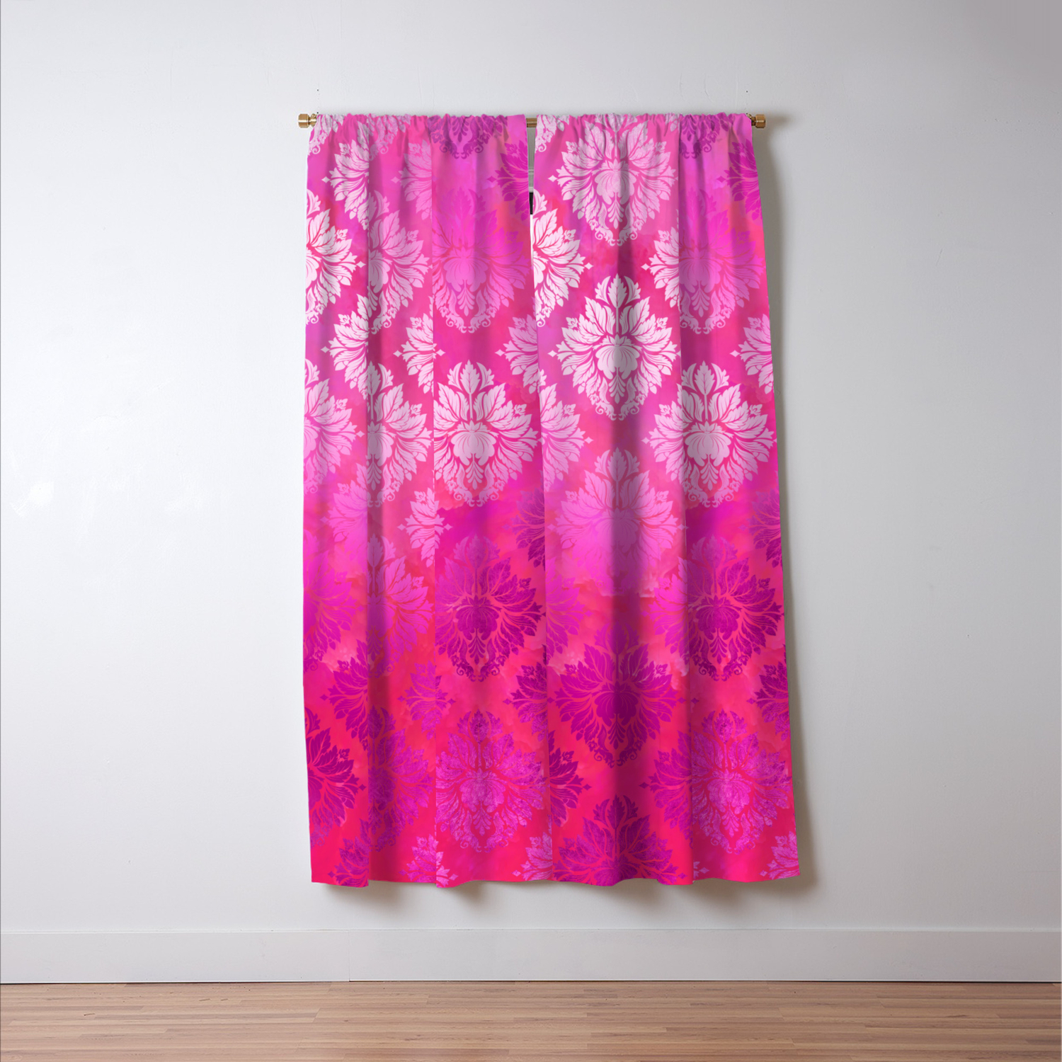 Magenta Pink Damask Pattern Blackout Curtain By Marcanton Society6