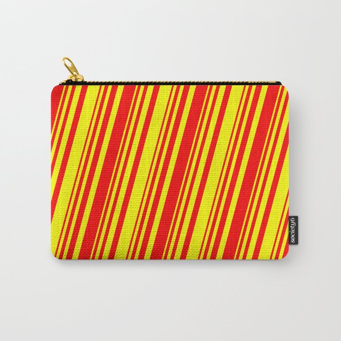 Red and Yellow Colored Lined/Striped Pattern Carry-All Pouch