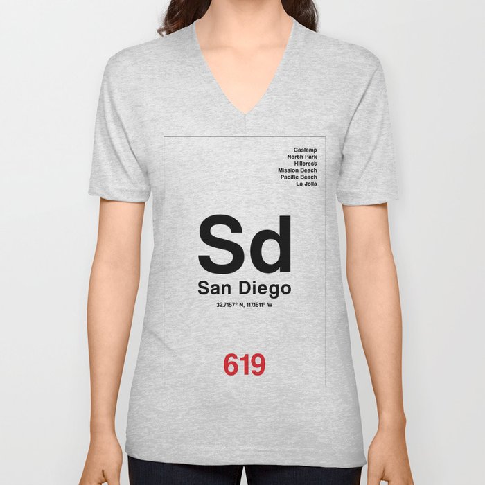 San Diego City Poster V Neck T Shirt
