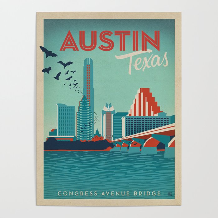 Vintage travel poster-Texas-Austin. Poster