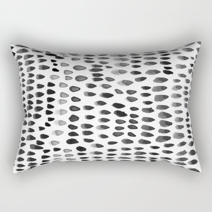 painted dots black Rectangular Pillow