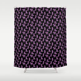 Sparkly Pink Poodle on Dark Shower Curtain