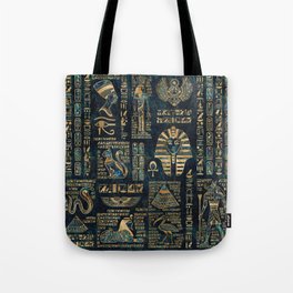 Egyptian hieroglyphs and deities -Abalone and gold Tote Bag