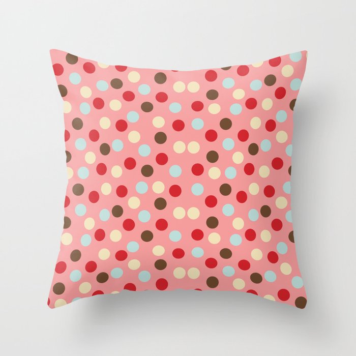 Christmas dots pink Throw Pillow