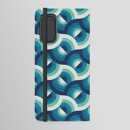 Here comes the sun // navy blue teal and spearmint gradient 70s inspirational groovy geometric suns Android Wallet Case
