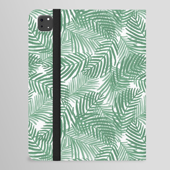 Palm frond tropical vacation green white house plant gender neutral natural organic garden island iPad Folio Case