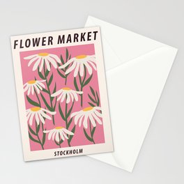 Flower market print, Stockholm, Posters aesthetic, Chamomile, Daisy art print, Pink flower art, Floral art Stationery Cards