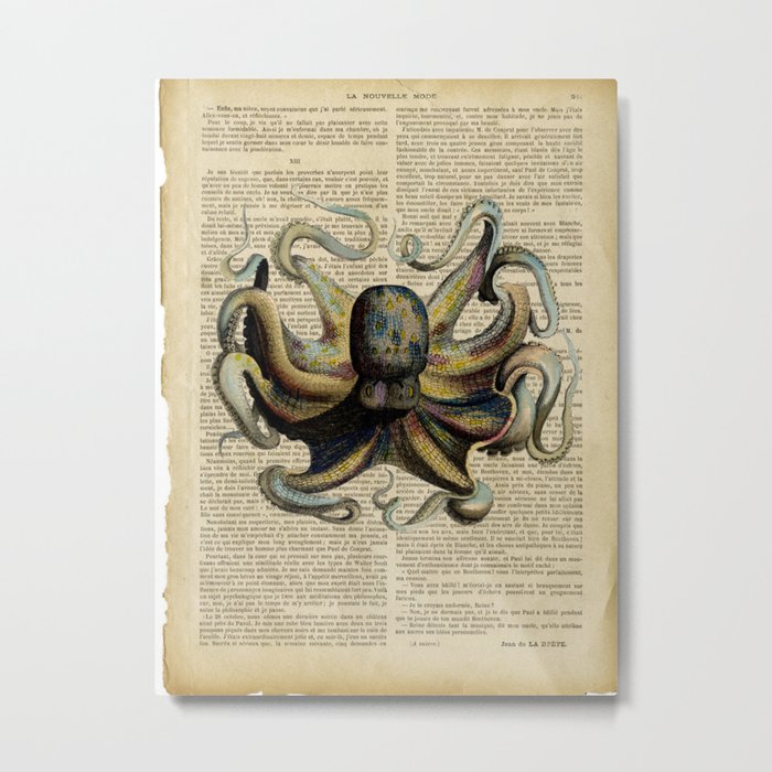 Book Art Octopus Color Metal Print