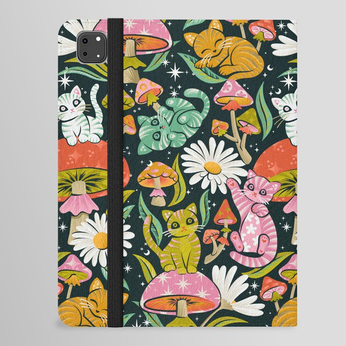 Kittens & Shrooms – Rainbow on Teal iPad Folio Case