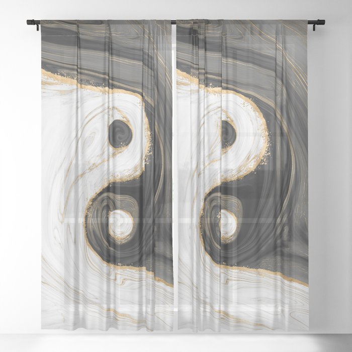 Yin Yang Liquid Marble Sheer Curtain