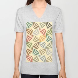 Curve Mixed Up Design V Neck T Shirt