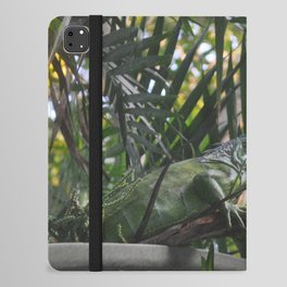 Mexico Photography - Green Iguana Camouflaged In The Leaves iPad Folio Case