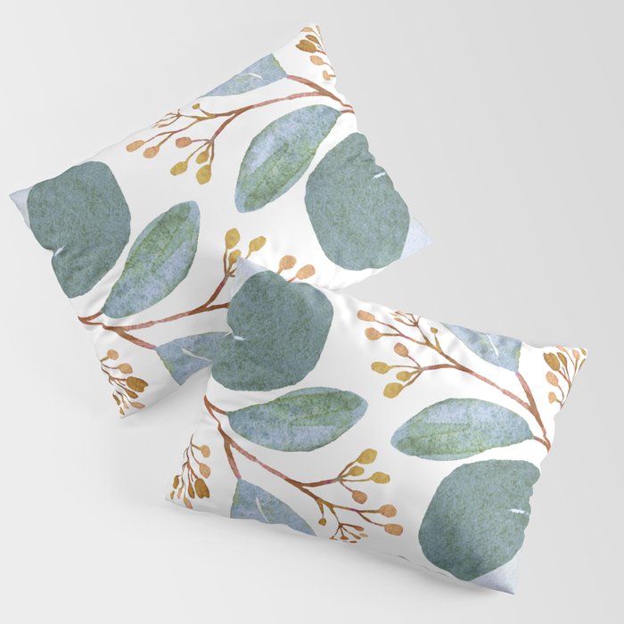 Eucalyptus Leaves Watercolor Pillow Sham