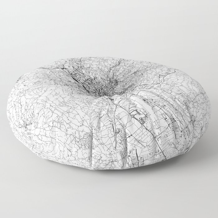 Graz White Map Floor Pillow