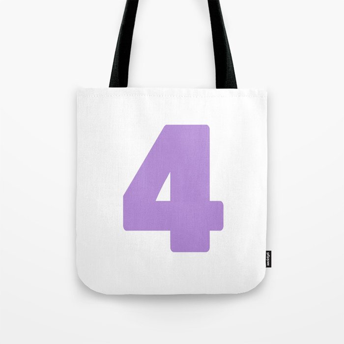 4 (Lavender & White Number) Tote Bag