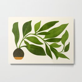 The Wanderer - House Plant Illustration Metal Print | Vines, Bohemian, Vine, Olive, Plant, Botanical, Nature, Leaf, Nomad, Boho 
