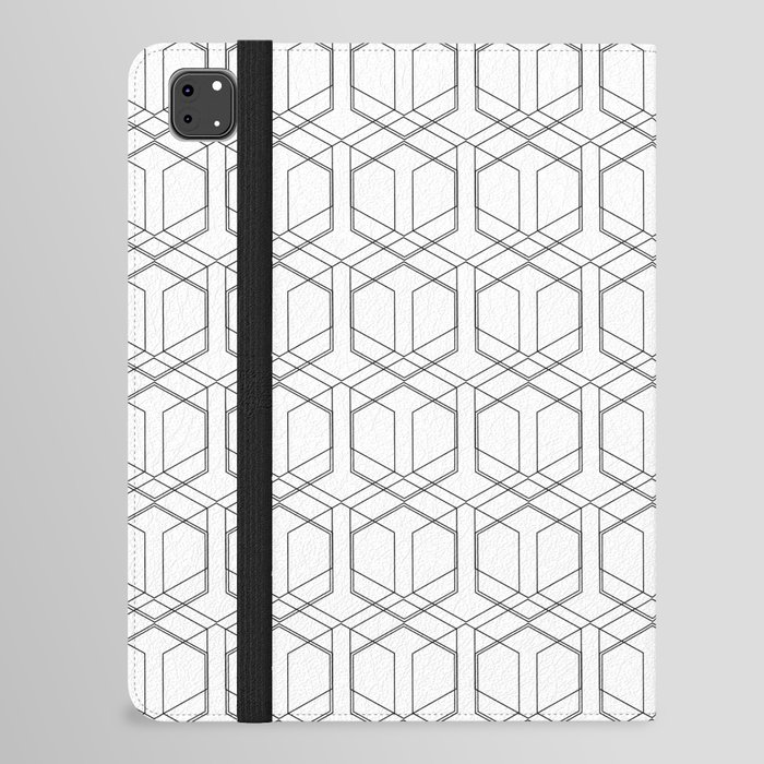 Geometric seamless pattern of black hexagons iPad Folio Case