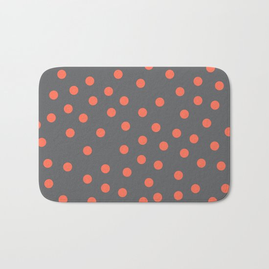 Simply Dots Deep Coral on Storm Gray Bath Mat