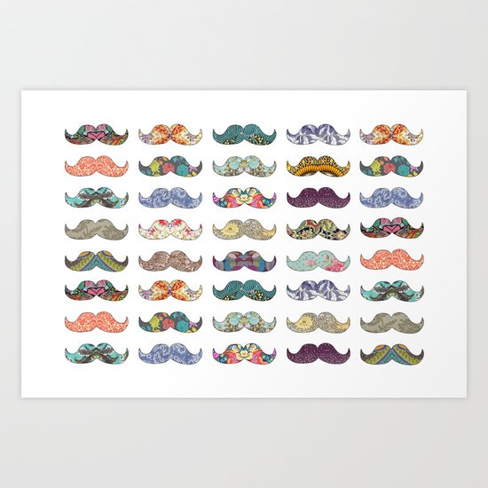 Mustache Mania Art Print