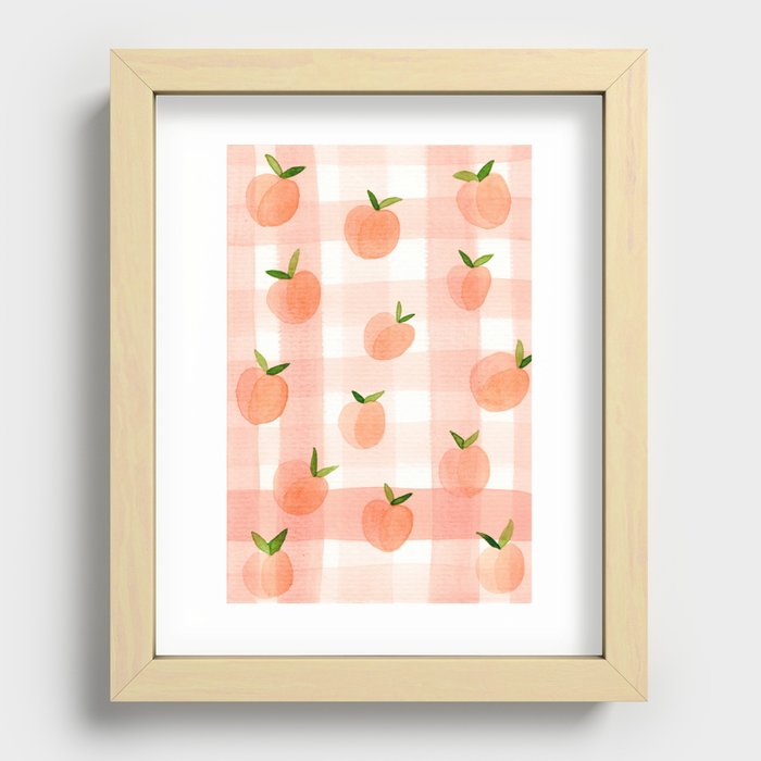 Peach Gingham Recessed Framed Print