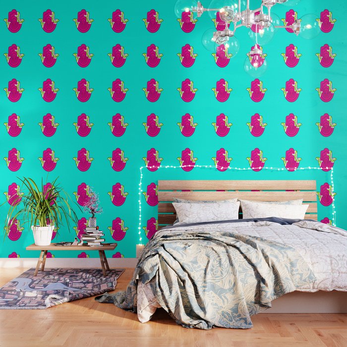 Blue Pop Art And Pink Hamsa Hand Wallpaper