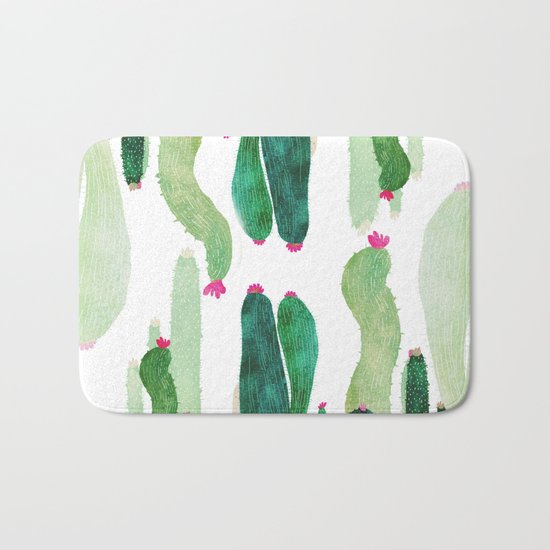 Green Cactus Bath Mat
