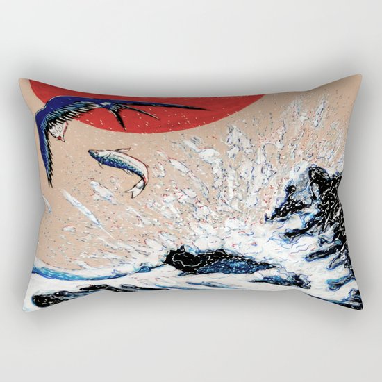 Japan Wave Rectangular Pillow