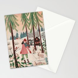 Woman year of the rabbit winter Stationery Card