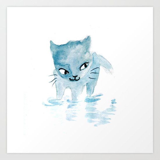 Puddle Kitten Art Print