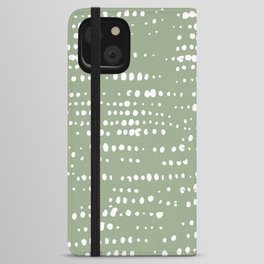 Abstract Spotted Pattern in Sage Green iPhone Wallet Case