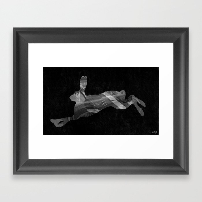 Race Hare Collage Framed Art Print