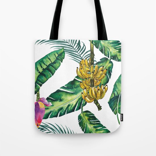 watercolor banana leaves Tote Bag