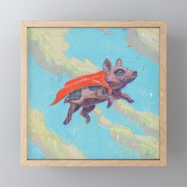 flying pig - by phil art guy Framed Mini Art Print