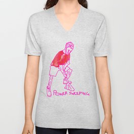 Pink and Red Power Sweeping V Neck T Shirt