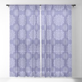 Elegant Periwinkle Purple Blue Boho Mandala Sheer Curtain